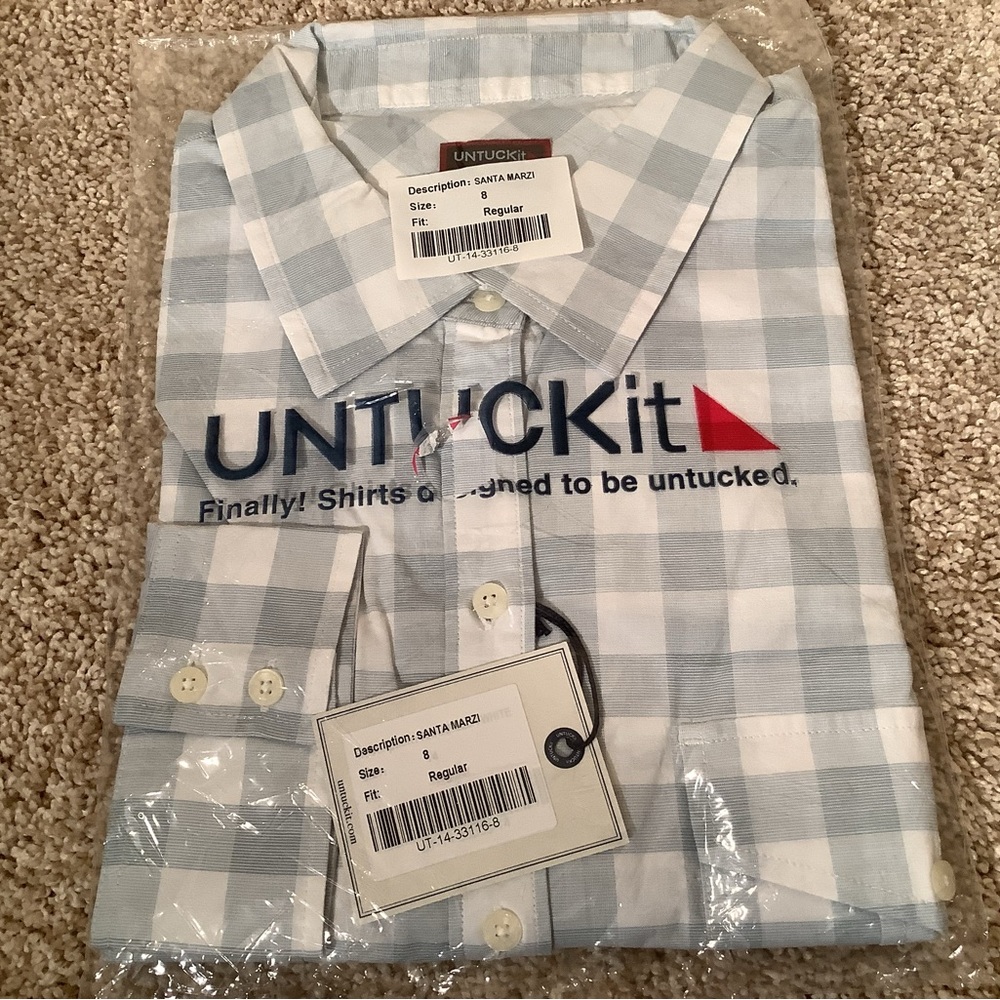 NWT Women's Light Blue and White Plaid Shirt